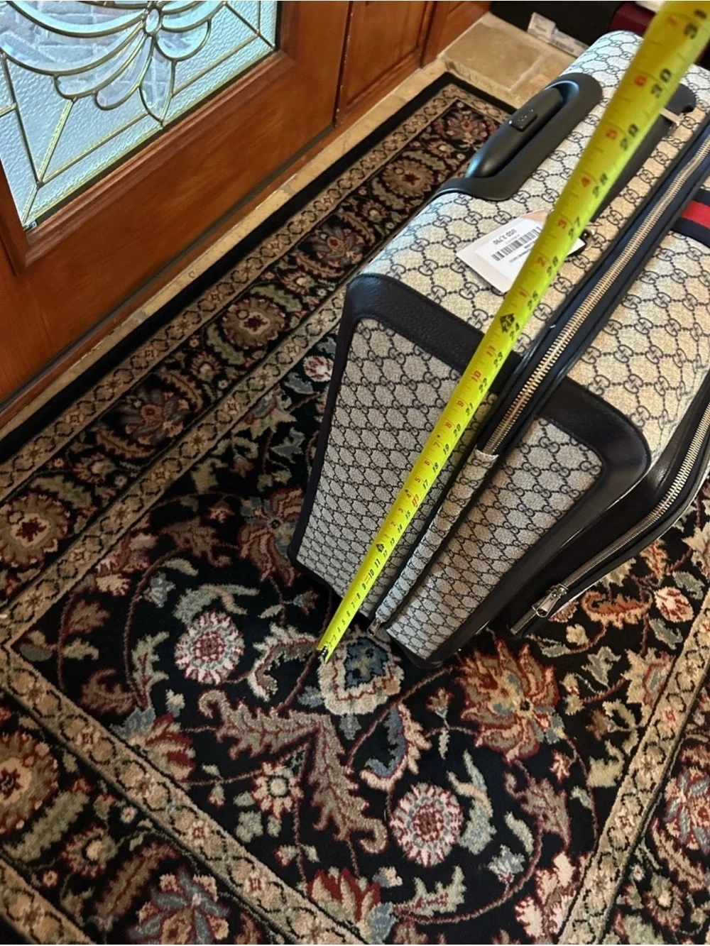 Gucci Savoy, GG Supreme suitcase, iconic blue/red web stripe made in Italy